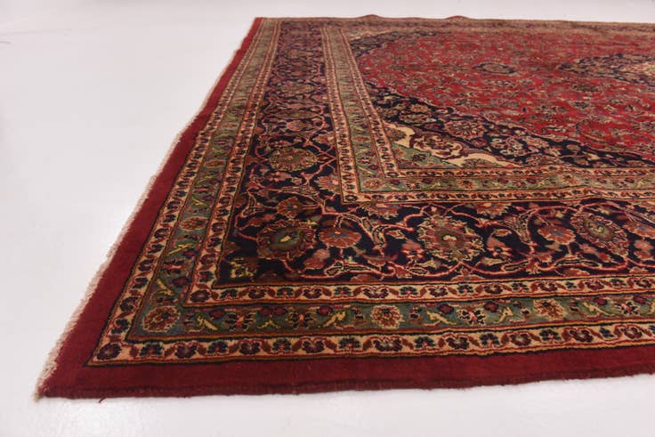 Detail image of 9' 8 x 12' 9 Hand Knotted Mashad Persian Wool Rug