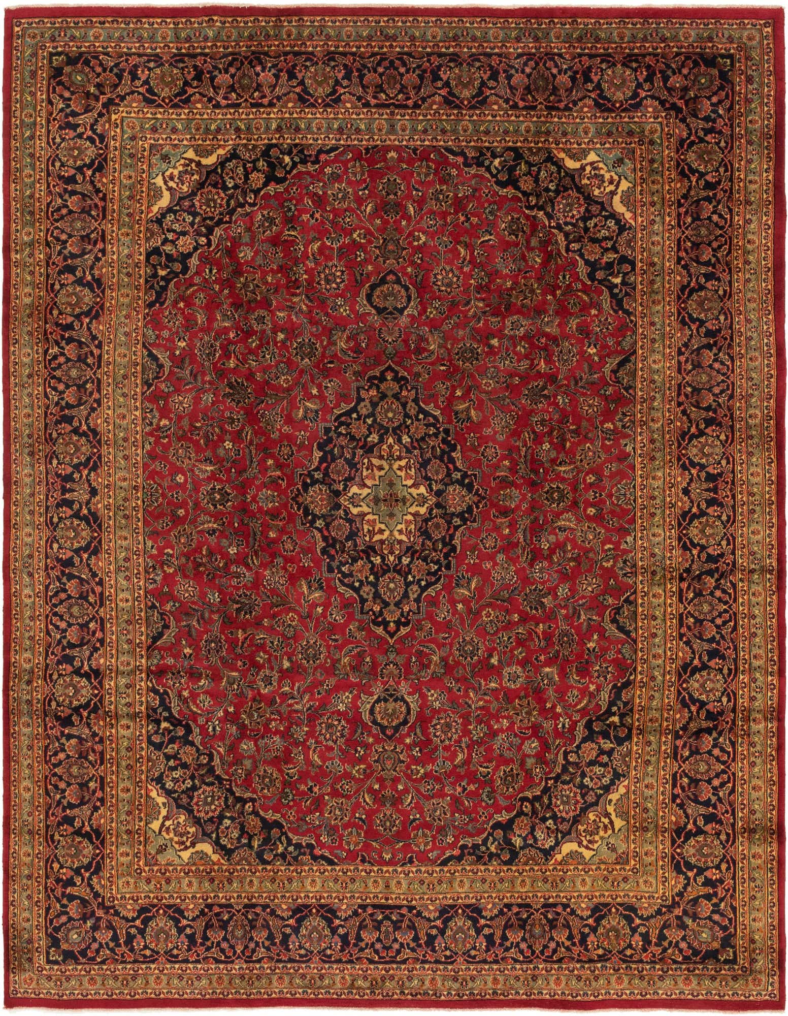 9' 8 x 12' 9 Hand Knotted Mashad Persian Wool Rug