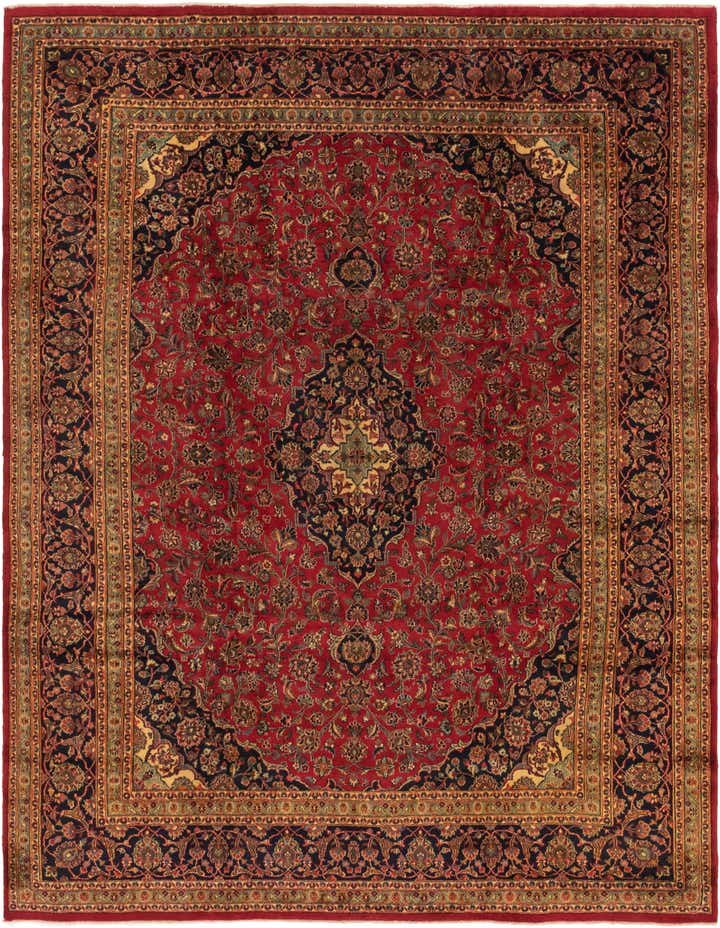9' 8 x 12' 9 Hand Knotted Mashad Persian Wool Rug