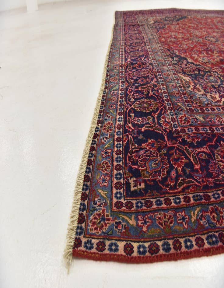 Detail image of 9' 5 x 12' 5 Hand Knotted Mashad Persian Wool Rug