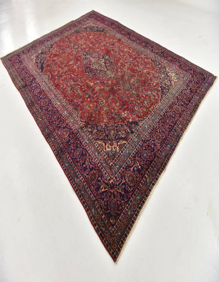 Detail image of 9' 5 x 12' 5 Hand Knotted Mashad Persian Wool Rug