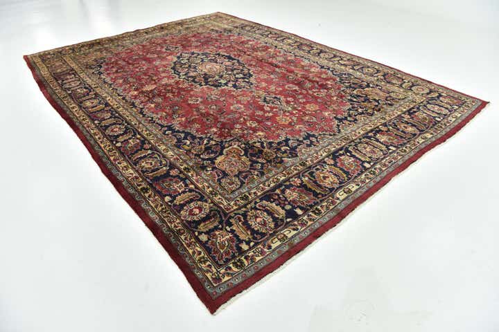 9' 9 x 13' 1 Hand Knotted Mashad Persian Wool Rug