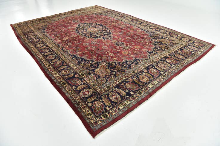 Detail image of 9' 9 x 13' 1 Hand Knotted Mashad Persian Wool Rug