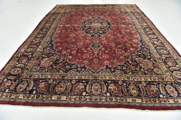 Detail image of 9' 9 x 13' 1 Hand Knotted Mashad Persian Wool Rug