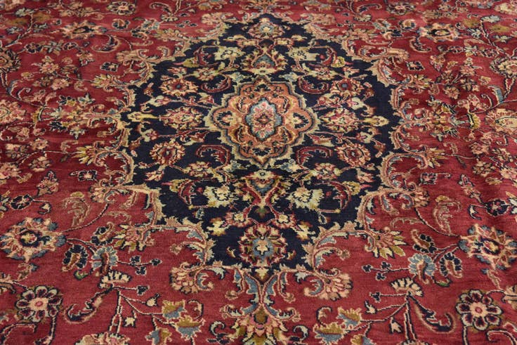 Detail image of 9' 9 x 13' 1 Hand Knotted Mashad Persian Wool Rug