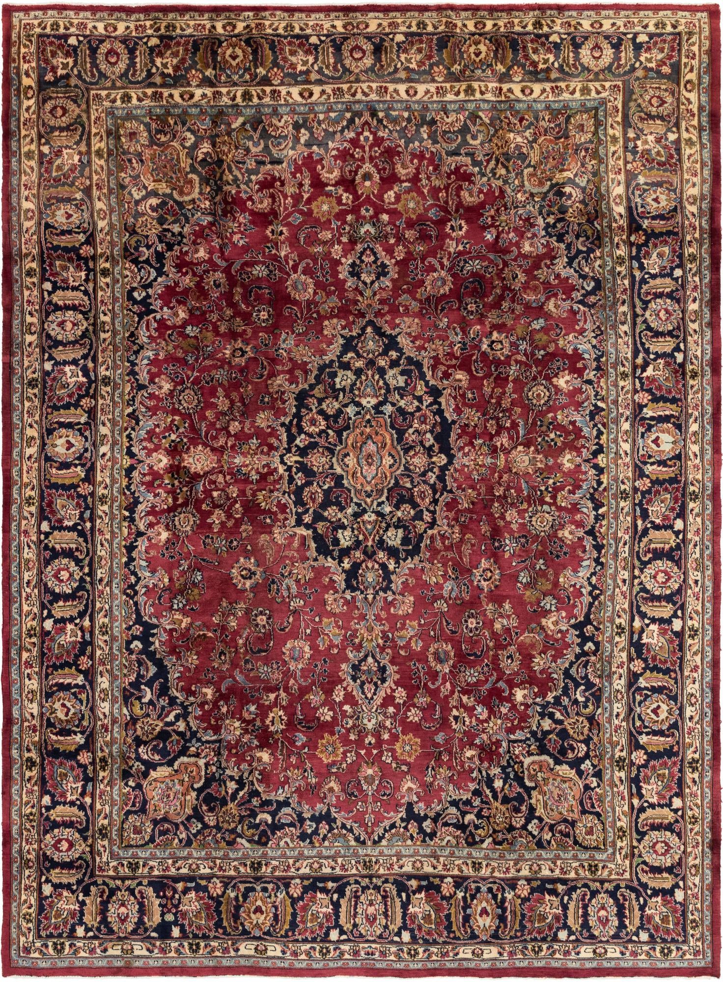 9' 9 x 13' 1 Hand Knotted Mashad Persian Wool Rug