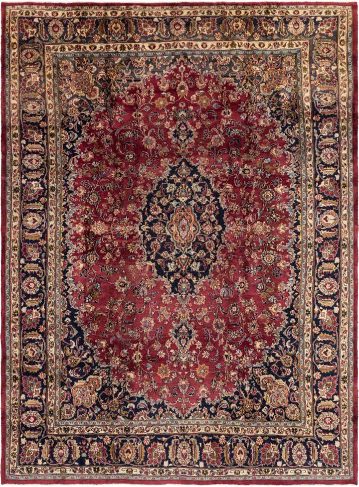 9' 9 x 13' 1 Hand Knotted Mashad Persian Wool Rug