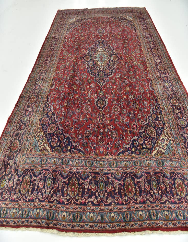 Detail image of 9' 6 x 12' 8  Hand Knotted Mashad Persian Wool Rug
