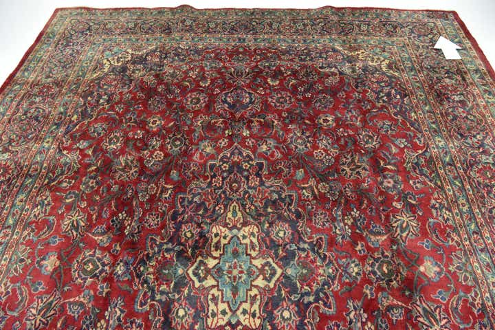 9' 7 x 12' 9 Hand Knotted Mashad Persian Wool Rug