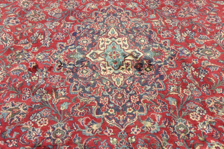 Detail image of 9' 7 x 12' 9 Hand Knotted Mashad Persian Wool Rug