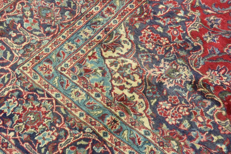 Detail image of 9' 7 x 12' 9 Hand Knotted Mashad Persian Wool Rug