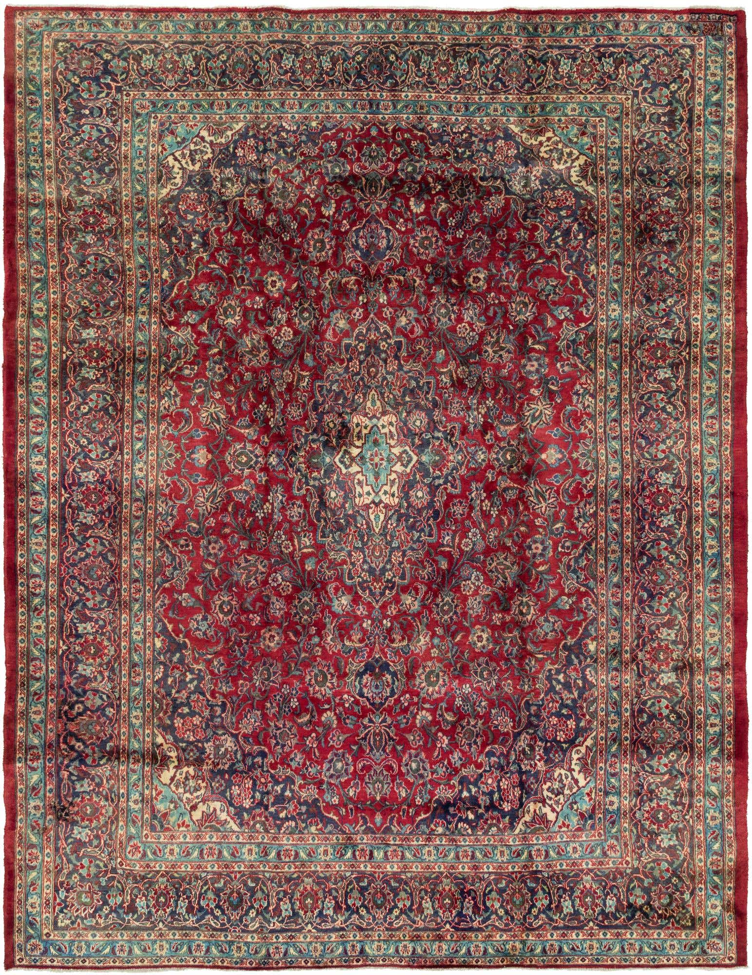9' 7 x 12' 9 Hand Knotted Mashad Persian Wool Rug