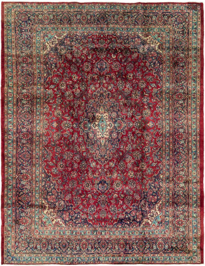 9' 7 x 12' 9 Hand Knotted Mashad Persian Wool Rug