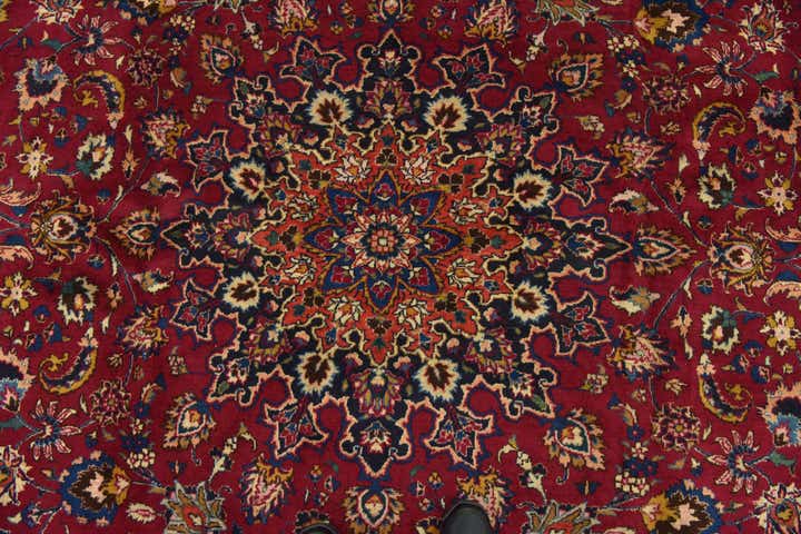 9' 8 x 13' Hand Knotted Mashad Persian Wool Rug