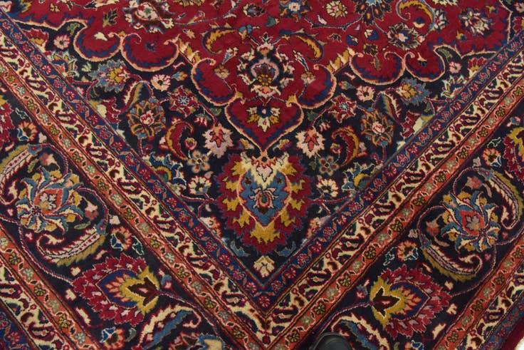 Detail image of 9' 8 x 13' Hand Knotted Mashad Persian Wool Rug