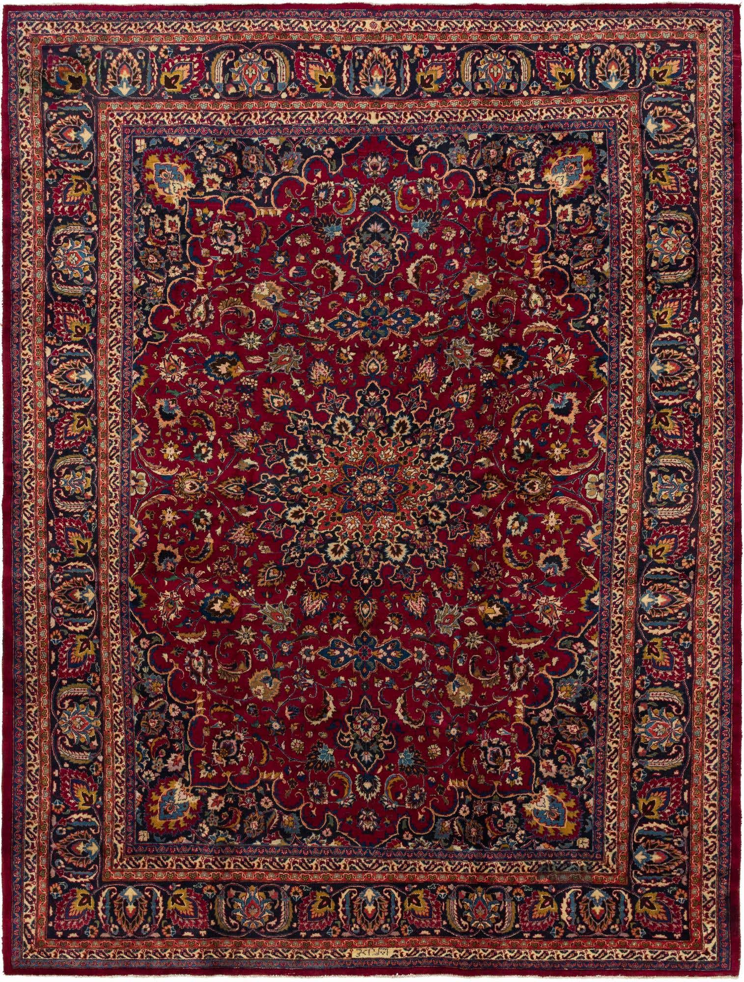 9' 8 x 13' Hand Knotted Mashad Persian Wool Rug