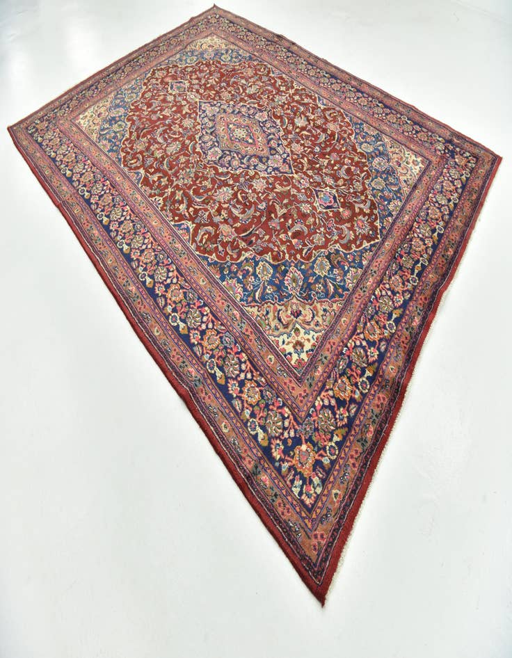 Detail image of 9' 7 x 12' 8 Hand Knotted Mashad Persian Wool Rug