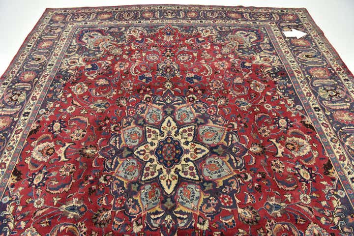 9' 6 x 12' 5 Hand Knotted Mashad Persian Wool Rug