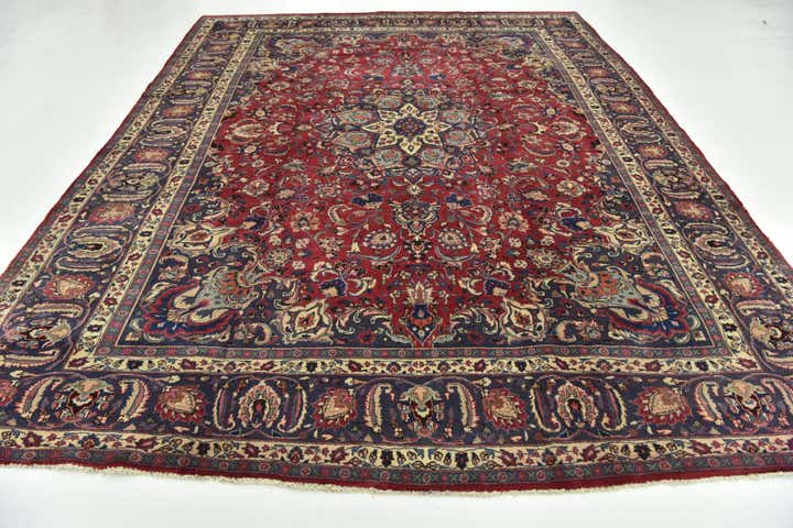 9' 6 x 12' 5 Hand Knotted Mashad Persian Wool Rug