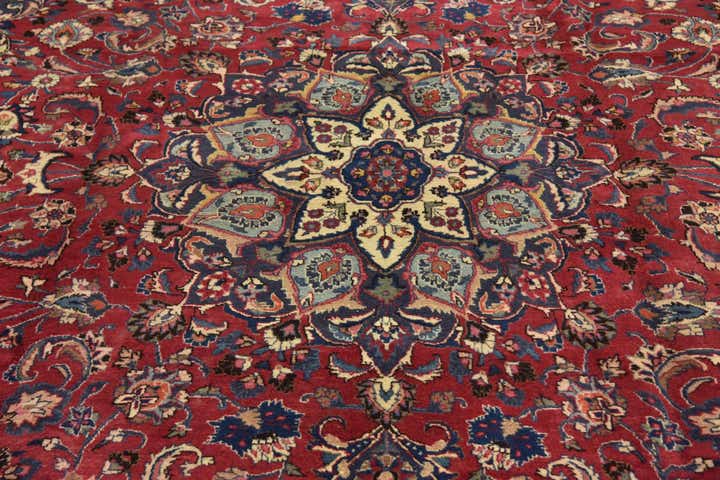 9' 6 x 12' 5 Hand Knotted Mashad Persian Wool Rug