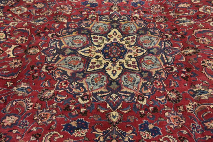 Detail image of 9' 6 x 12' 5 Hand Knotted Mashad Persian Wool Rug