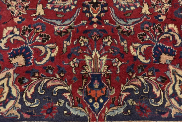 Detail image of 9' 6 x 12' 5 Hand Knotted Mashad Persian Wool Rug