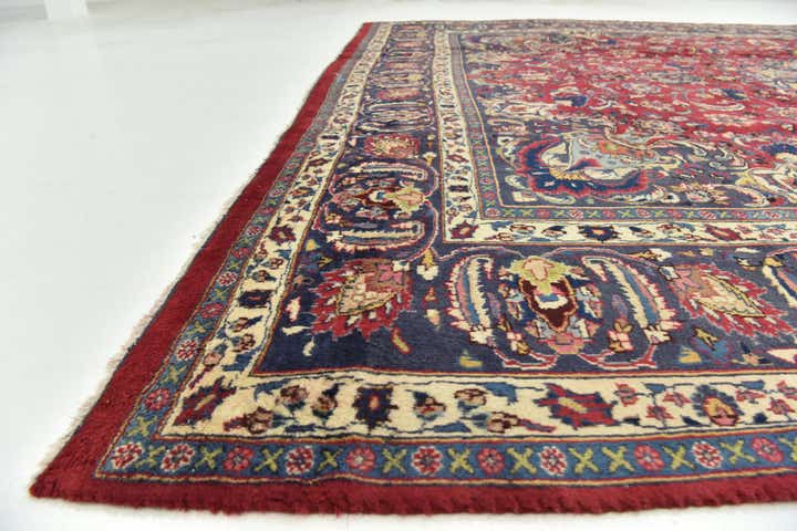 9' 6 x 12' 5 Hand Knotted Mashad Persian Wool Rug
