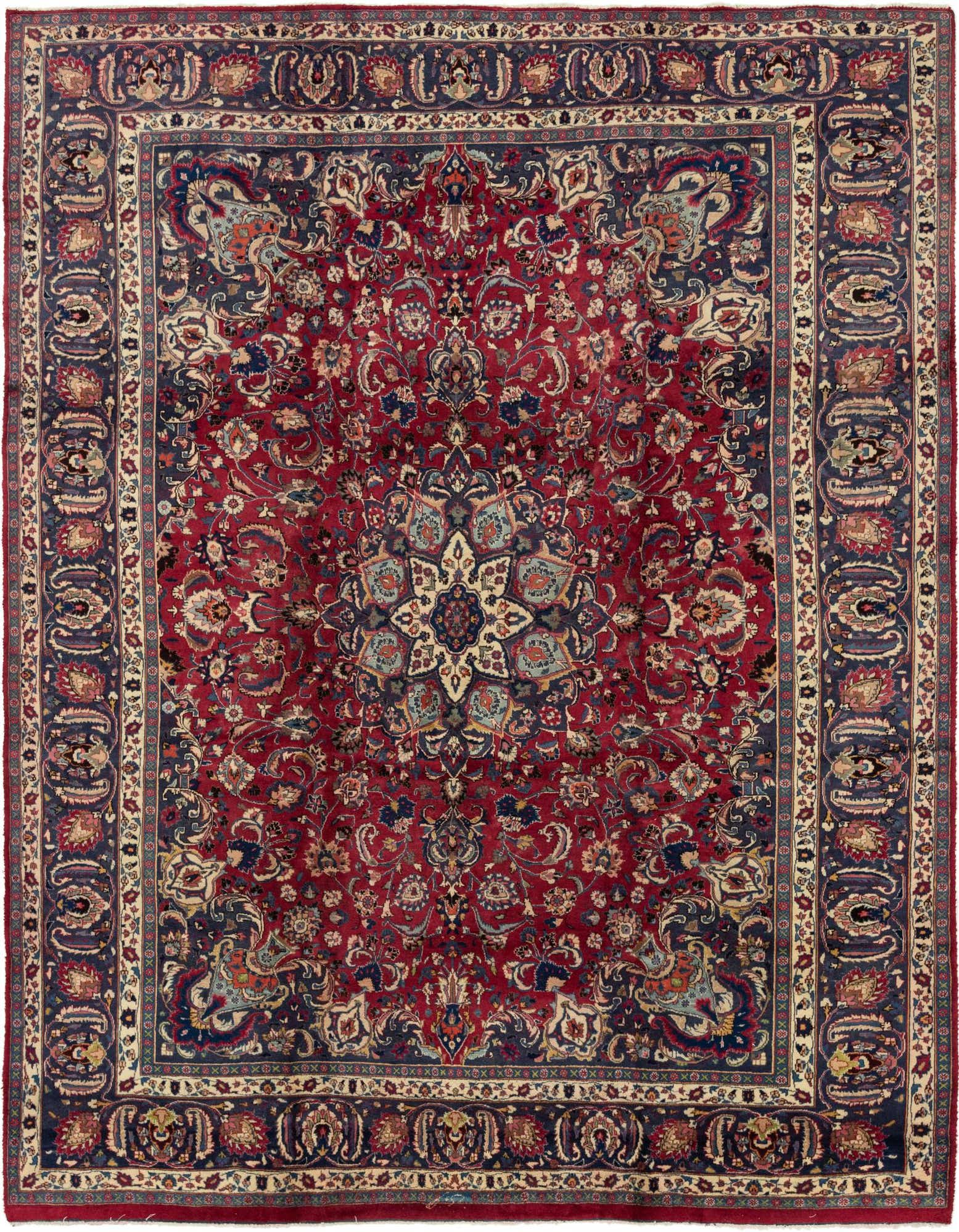 9' 6 x 12' 5 Hand Knotted Mashad Persian Wool Rug