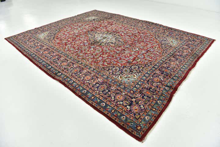 9' 7 x 12' 2 Hand Knotted Mashad Persian Wool Rug