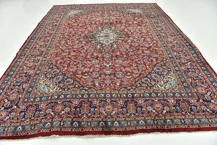9' 7 x 12' 2 Hand Knotted Mashad Persian Wool Rug