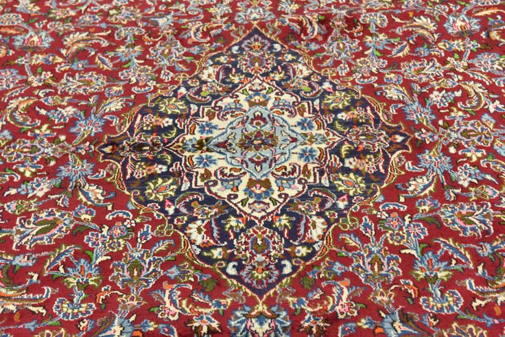 Detail image of 9' 7 x 12' 2 Hand Knotted Mashad Persian Wool Rug