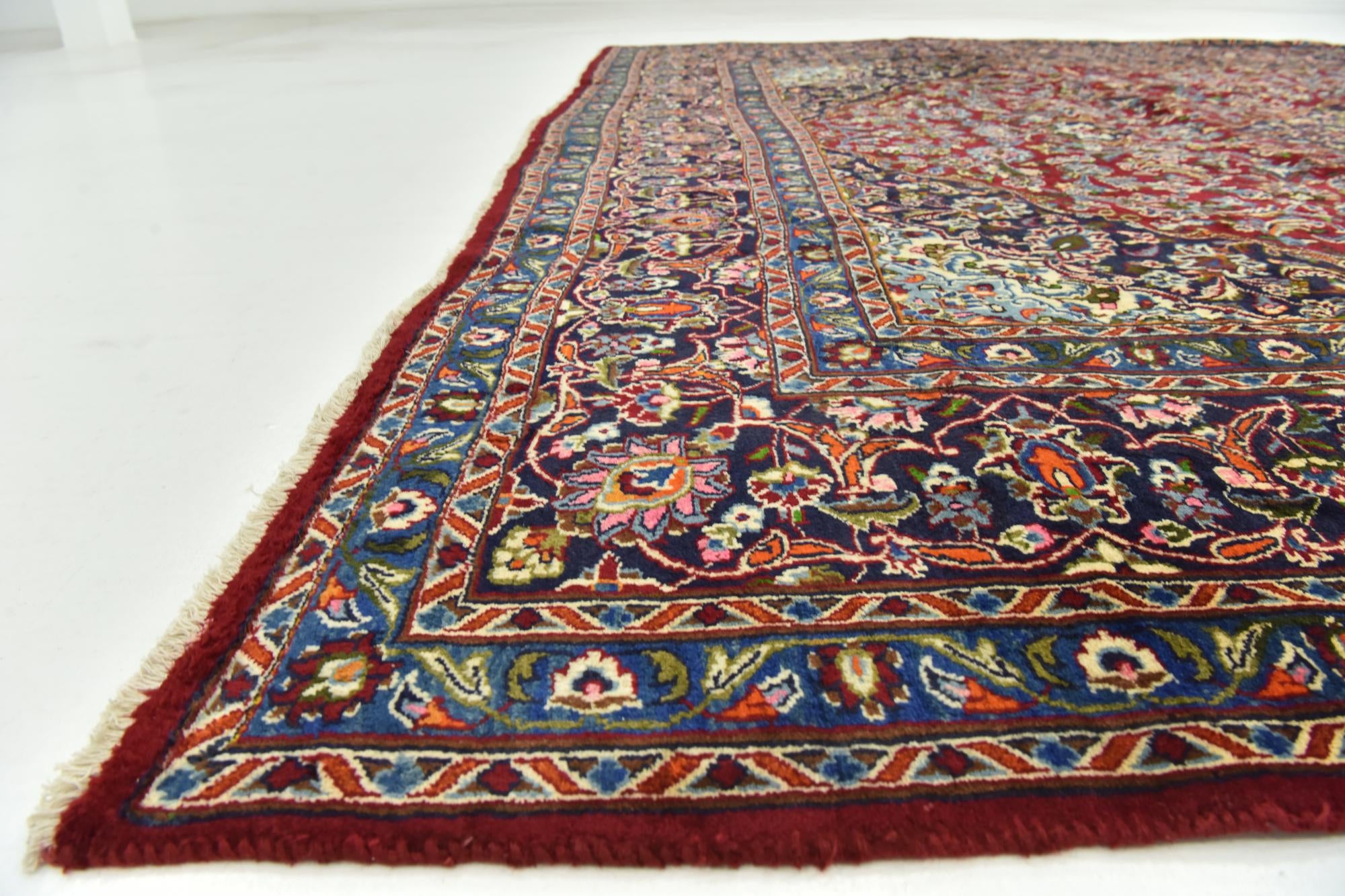 9' 7 x 12' 2 Hand Knotted Mashad Persian Wool Rug
