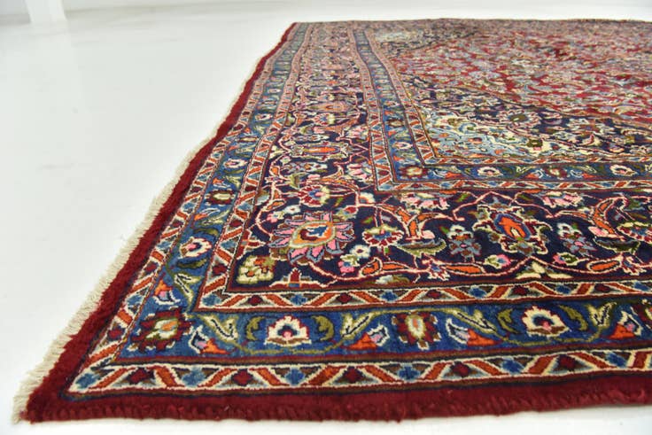 Detail image of 9' 7 x 12' 2 Hand Knotted Mashad Persian Wool Rug