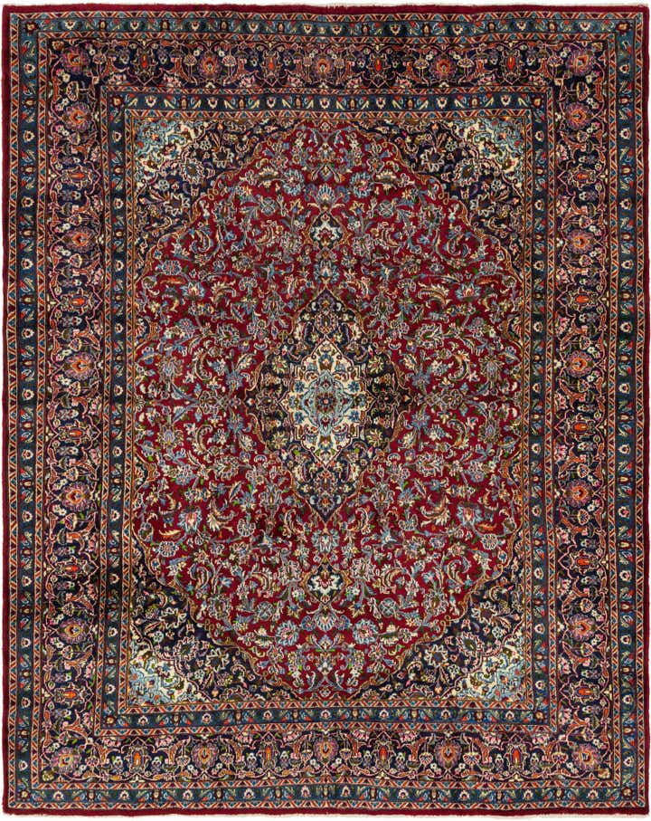 9' 7 x 12' 2 Hand Knotted Mashad Persian Wool Rug