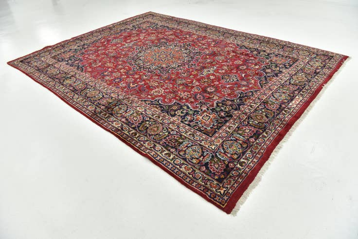 Detail image of 9' 4 x 12' 9 Hand Knotted Mashad Persian Wool Rug