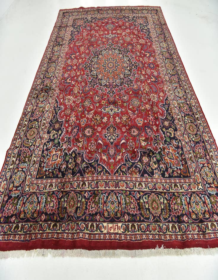 Detail image of 9' 4 x 12' 9 Hand Knotted Mashad Persian Wool Rug