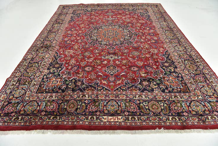 Detail image of 9' 4 x 12' 9 Hand Knotted Mashad Persian Wool Rug