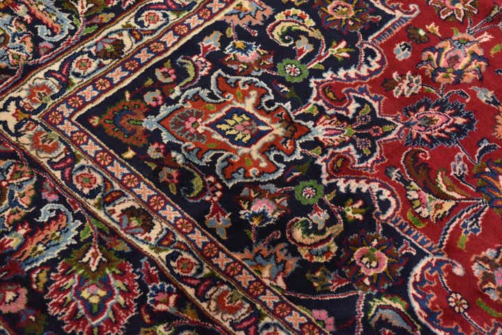9' 4 x 12' 9 Hand Knotted Mashad Persian Wool Rug