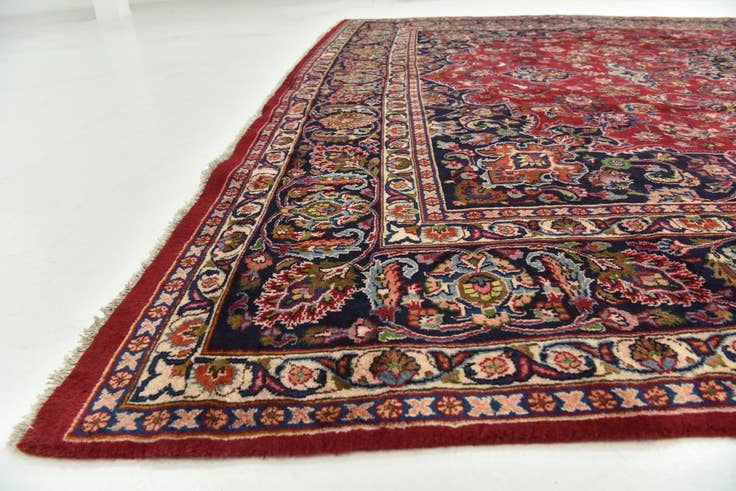 Detail image of 9' 4 x 12' 9 Hand Knotted Mashad Persian Wool Rug
