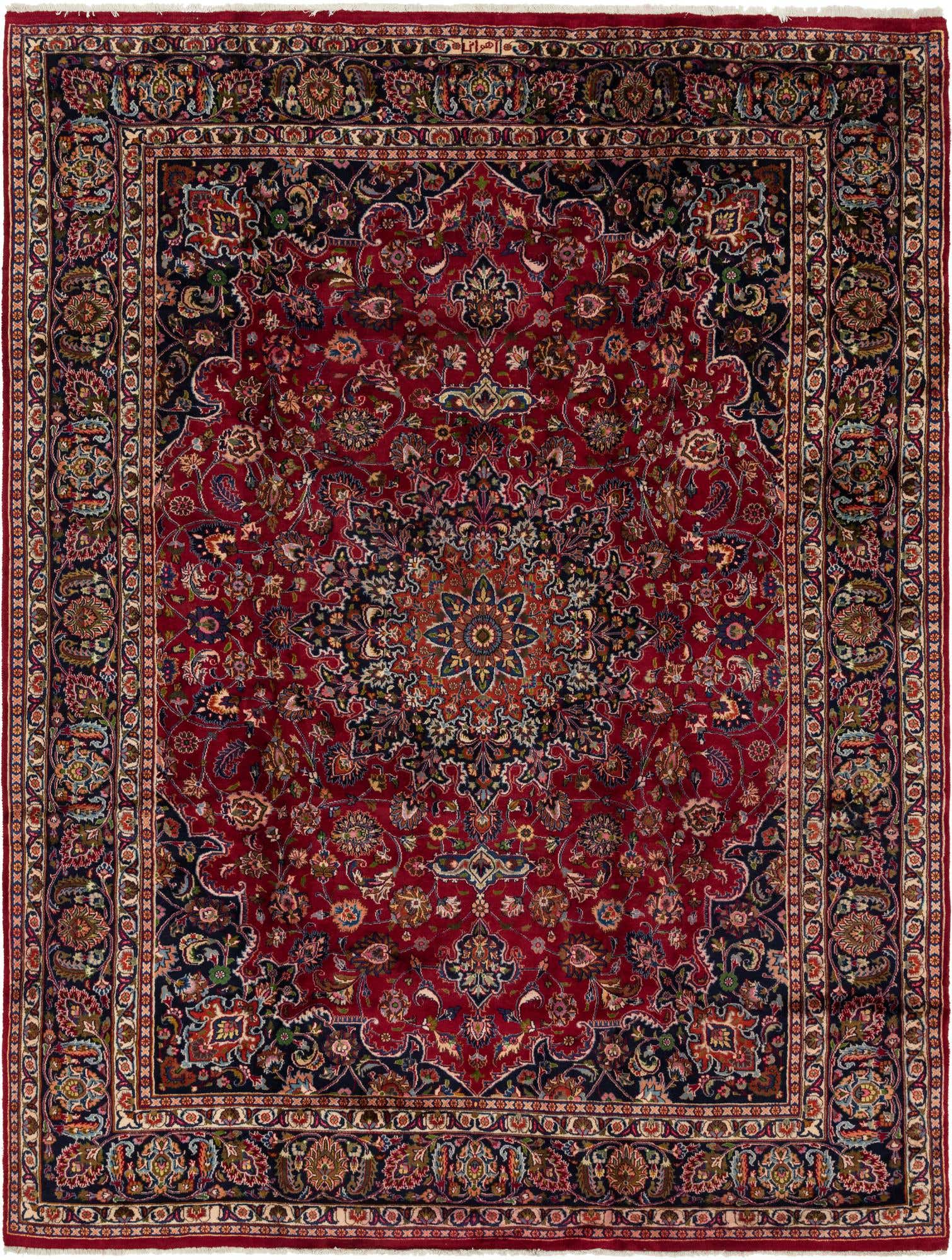 9' 4 x 12' 9 Hand Knotted Mashad Persian Wool Rug