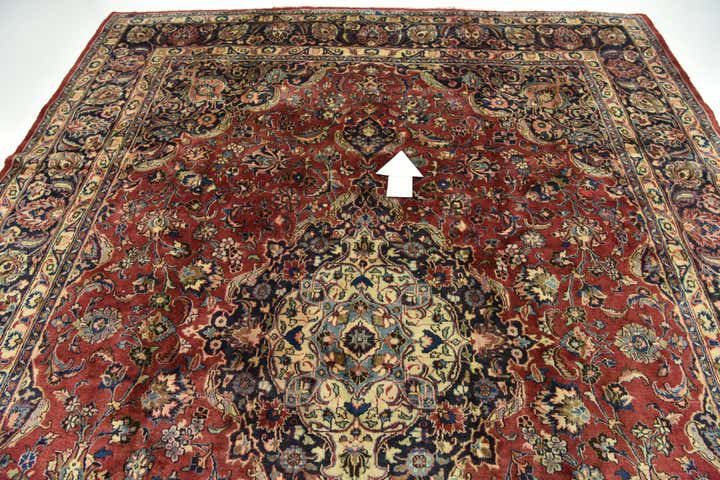 9' 7 x 12' 10 Hand Knotted Mashad Persian Wool Rug