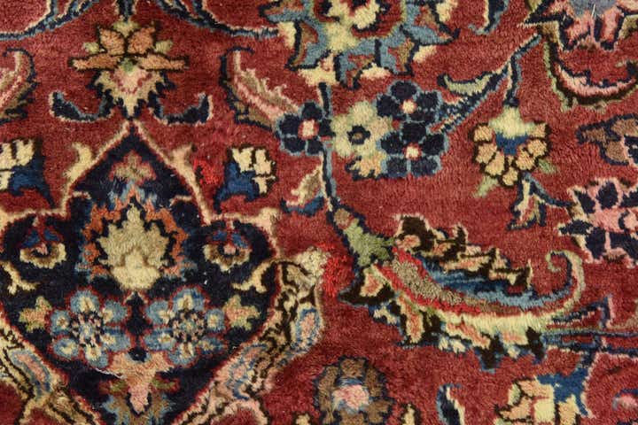 9' 7 x 12' 10 Hand Knotted Mashad Persian Wool Rug