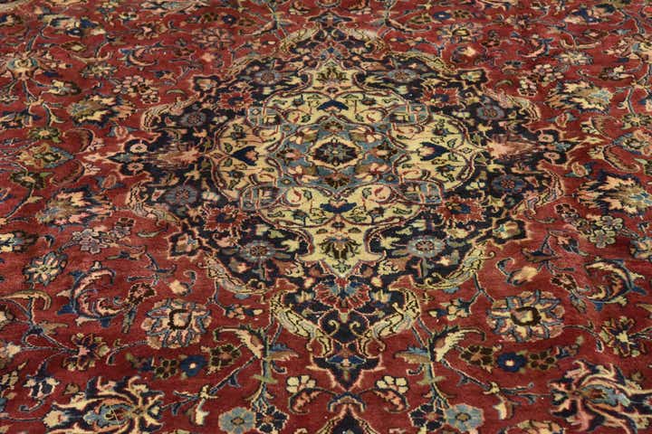 9' 7 x 12' 10 Hand Knotted Mashad Persian Wool Rug