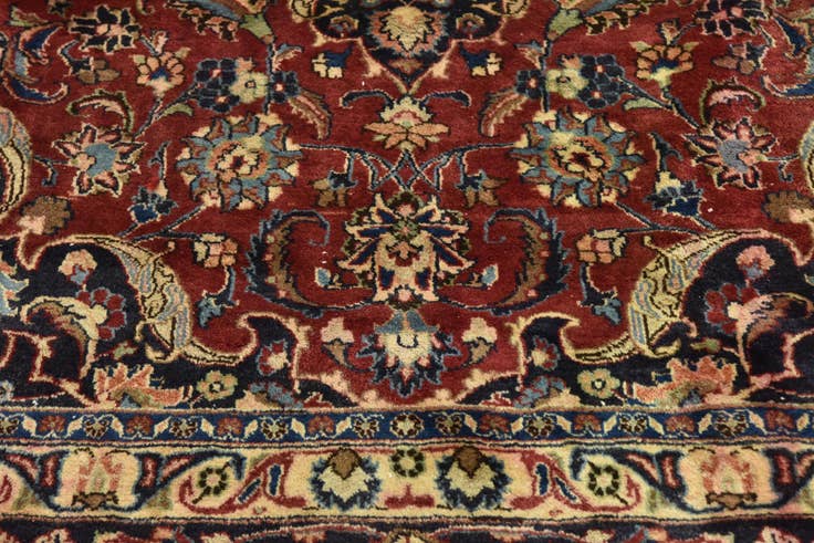 Detail image of 9' 7 x 12' 10 Hand Knotted Mashad Persian Wool Rug