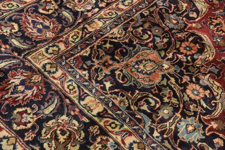 Detail image of 9' 7 x 12' 10 Hand Knotted Mashad Persian Wool Rug