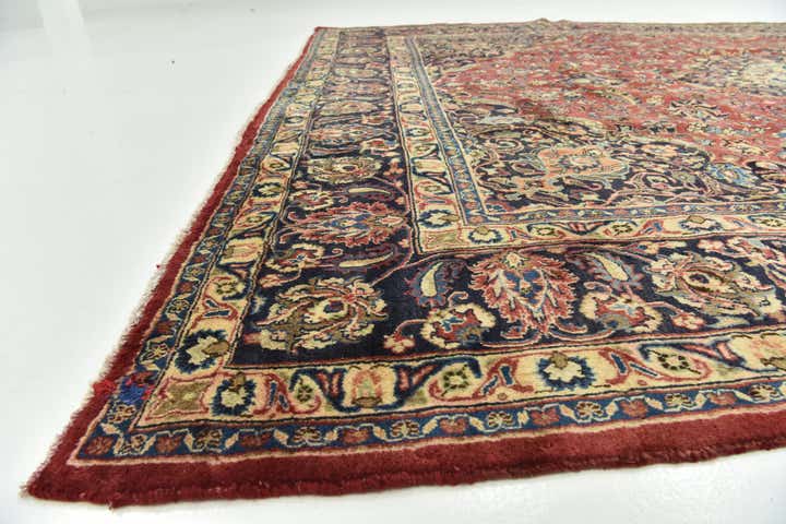 9' 7 x 12' 10 Hand Knotted Mashad Persian Wool Rug