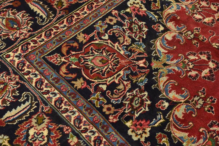 Detail image of 9' 9 x 12' 10 Hand Knotted Mashad Persian Wool Rug