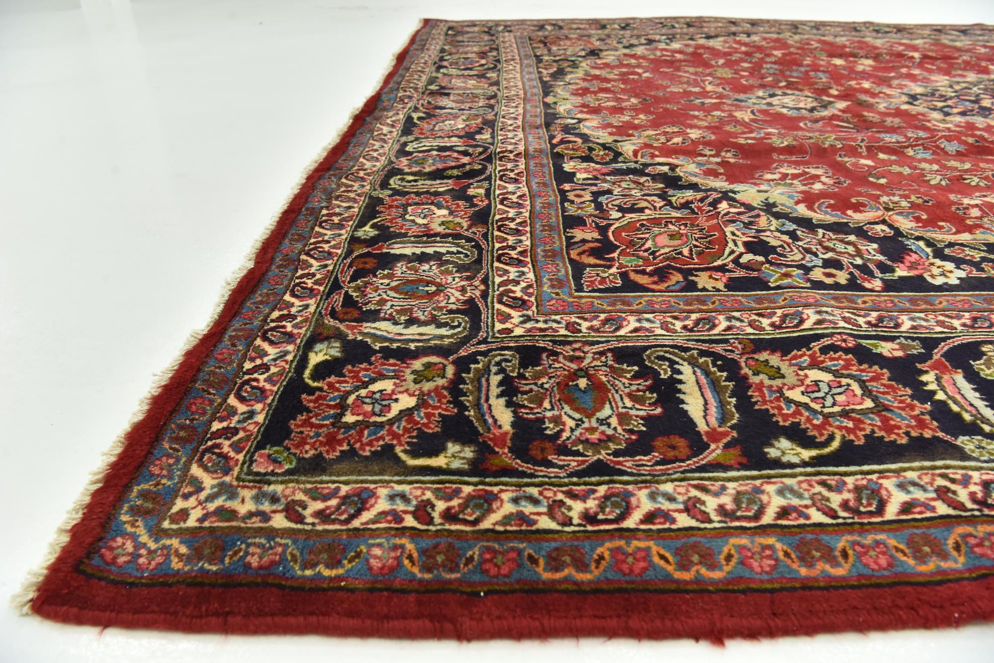 9' 9 x 12' 10 Hand Knotted Mashad Persian Wool Rug