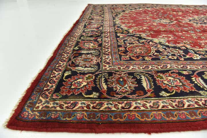 9' 9 x 12' 10 Hand Knotted Mashad Persian Wool Rug
