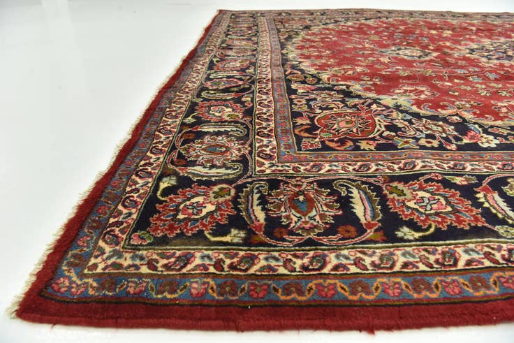 Detail image of 9' 9 x 12' 10 Hand Knotted Mashad Persian Wool Rug